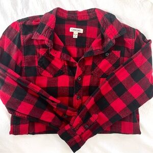 Cherokee Kids Red Plaid Button-Down Flannel
